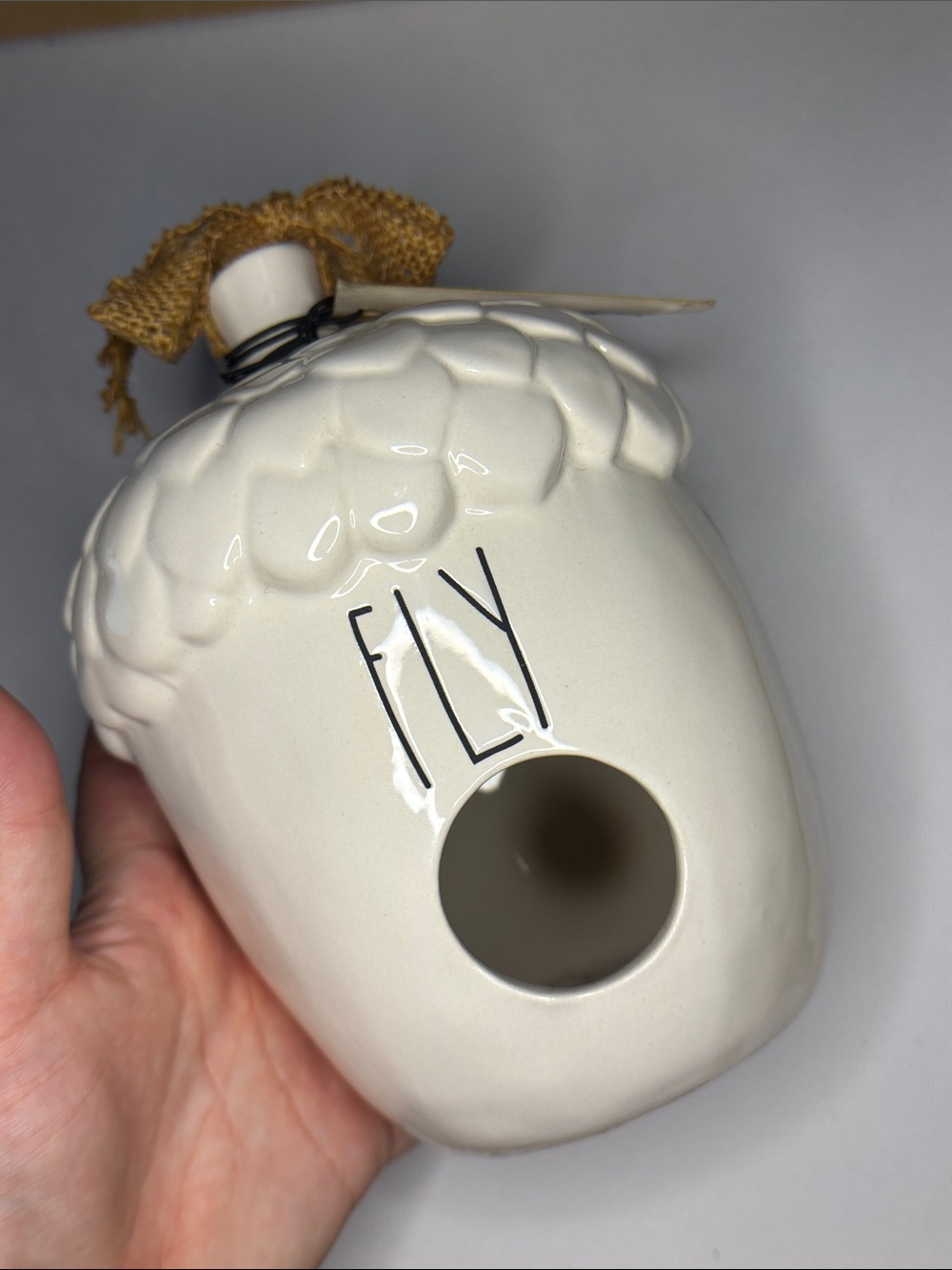 Rae Dunn acorn fly birdhouse ceramic